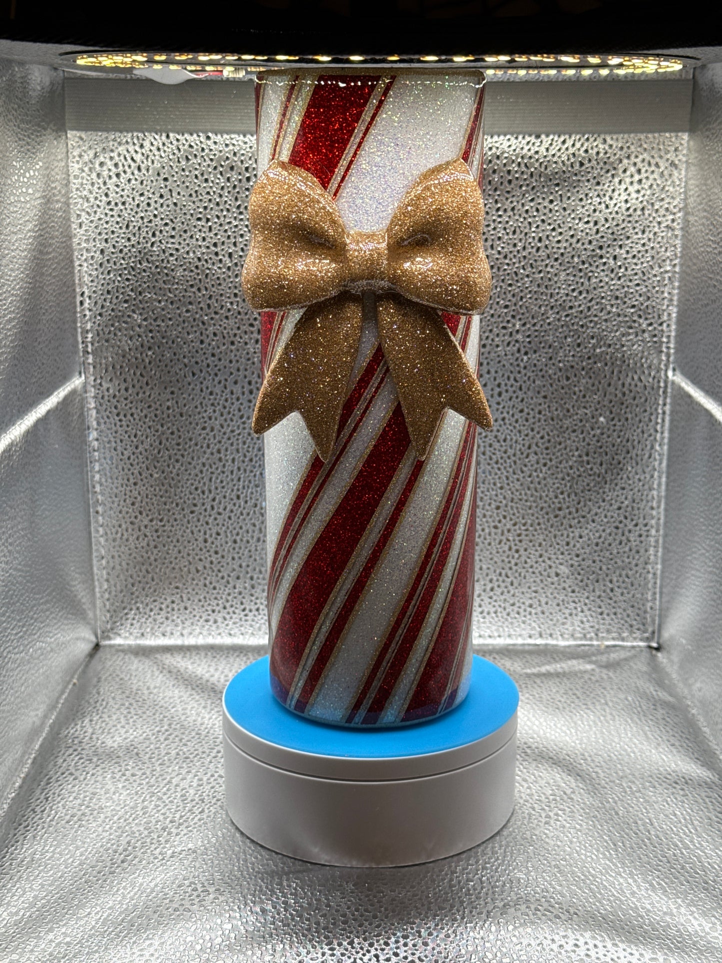 30oz 3D bow candy cane stripe tumbler