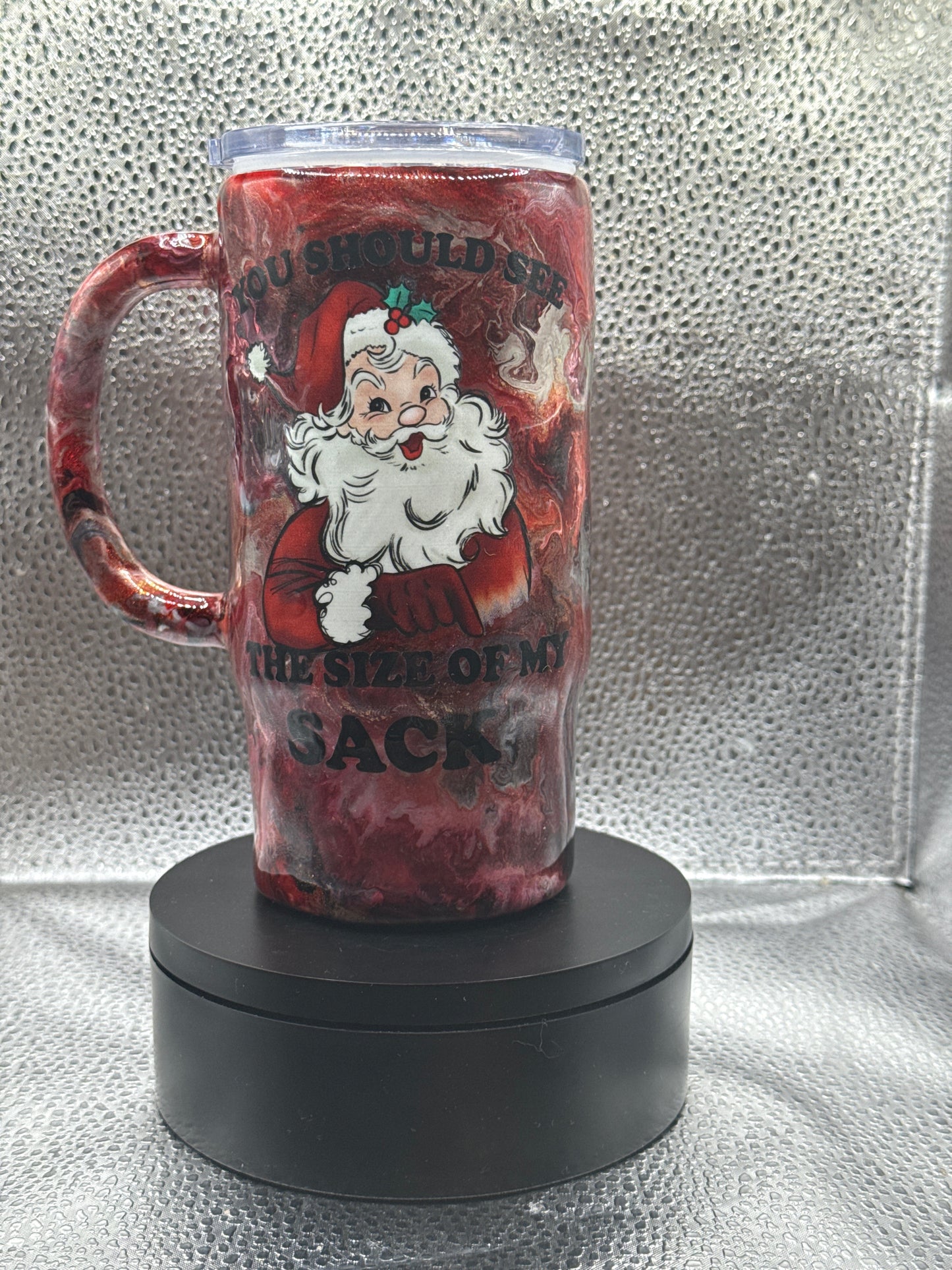 16oz tumbler/coffee mug ink swirl Santa’s sack