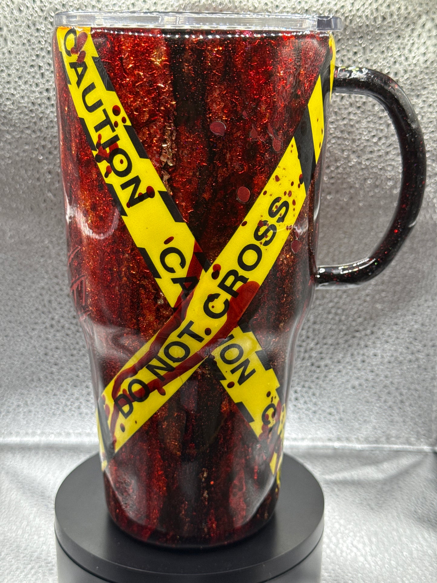 #5 30oz curve with custom handle. Glow in the dark zombie tumbler.
