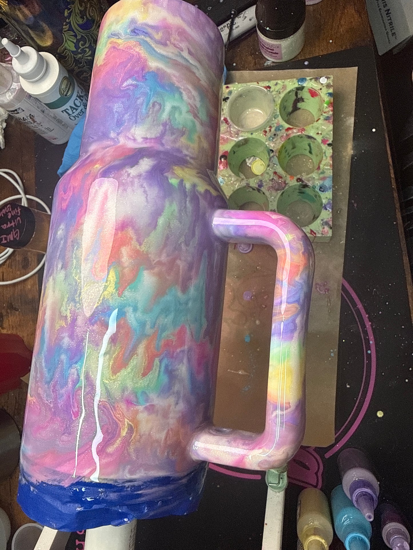 40oz tumbler pastel swirl glow