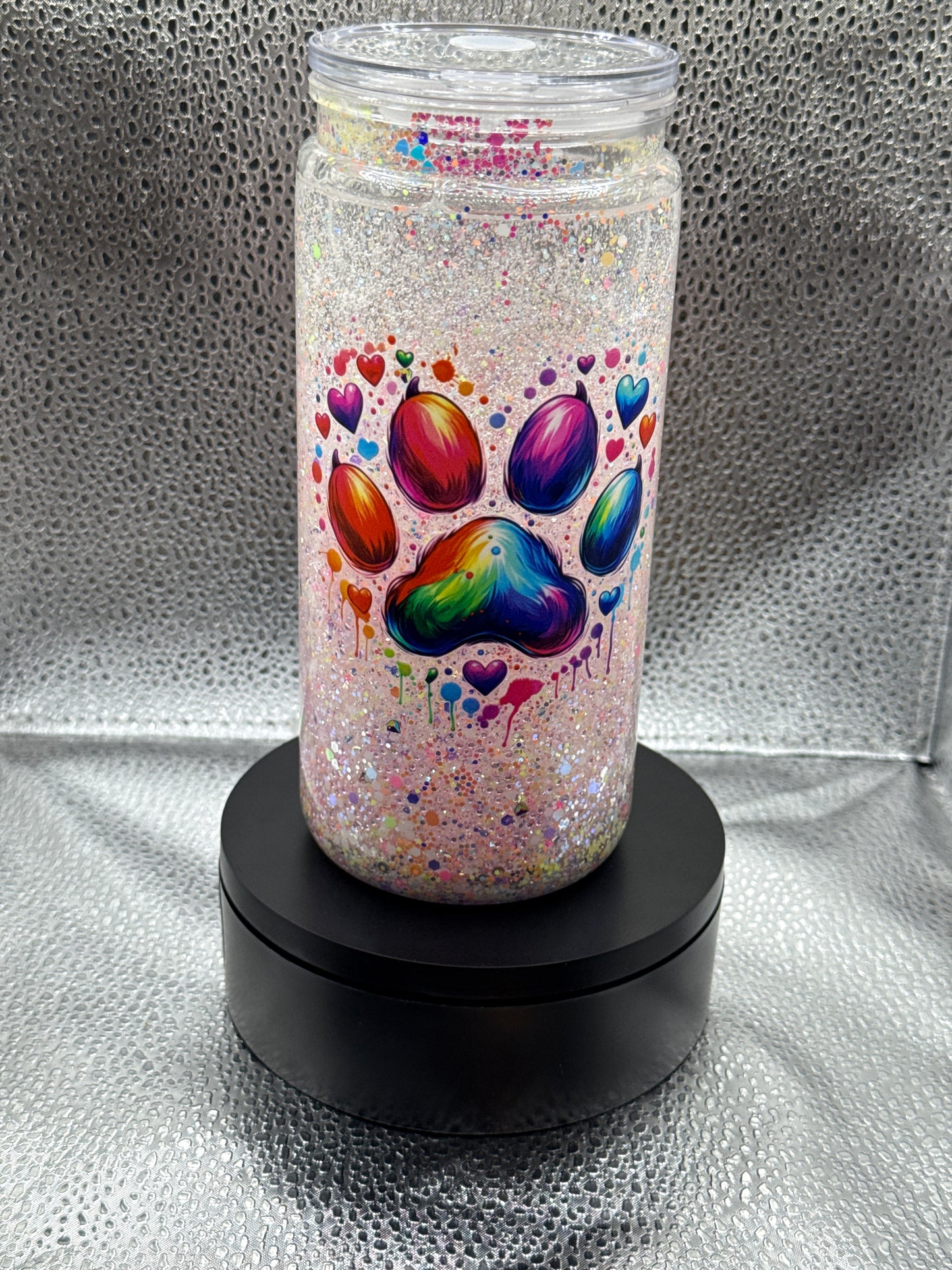 #19 20oz rainbow paw print