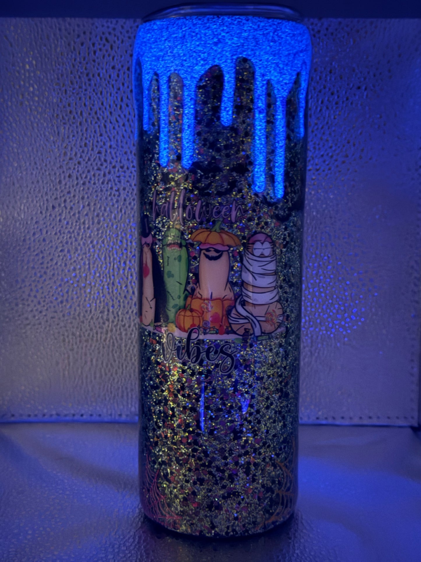 #10 30oz tumbler Halloween peen glow drip
