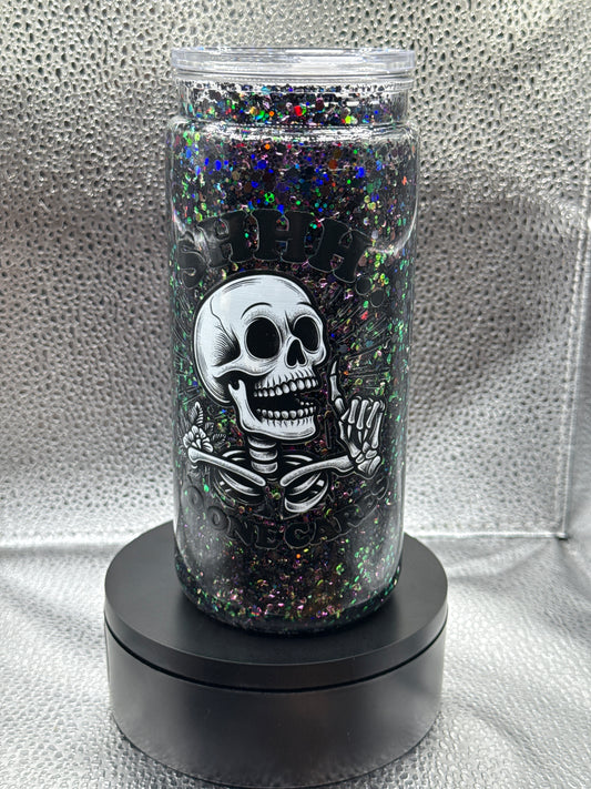 #10 20oz shhh no one cares skull