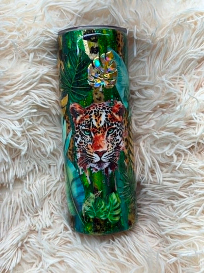 20 oz Leopard in Jungle - GLOWS!