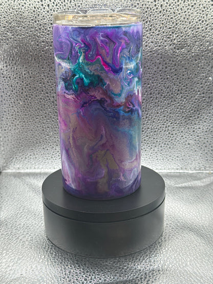 14oz skinny tumbler purple swirl