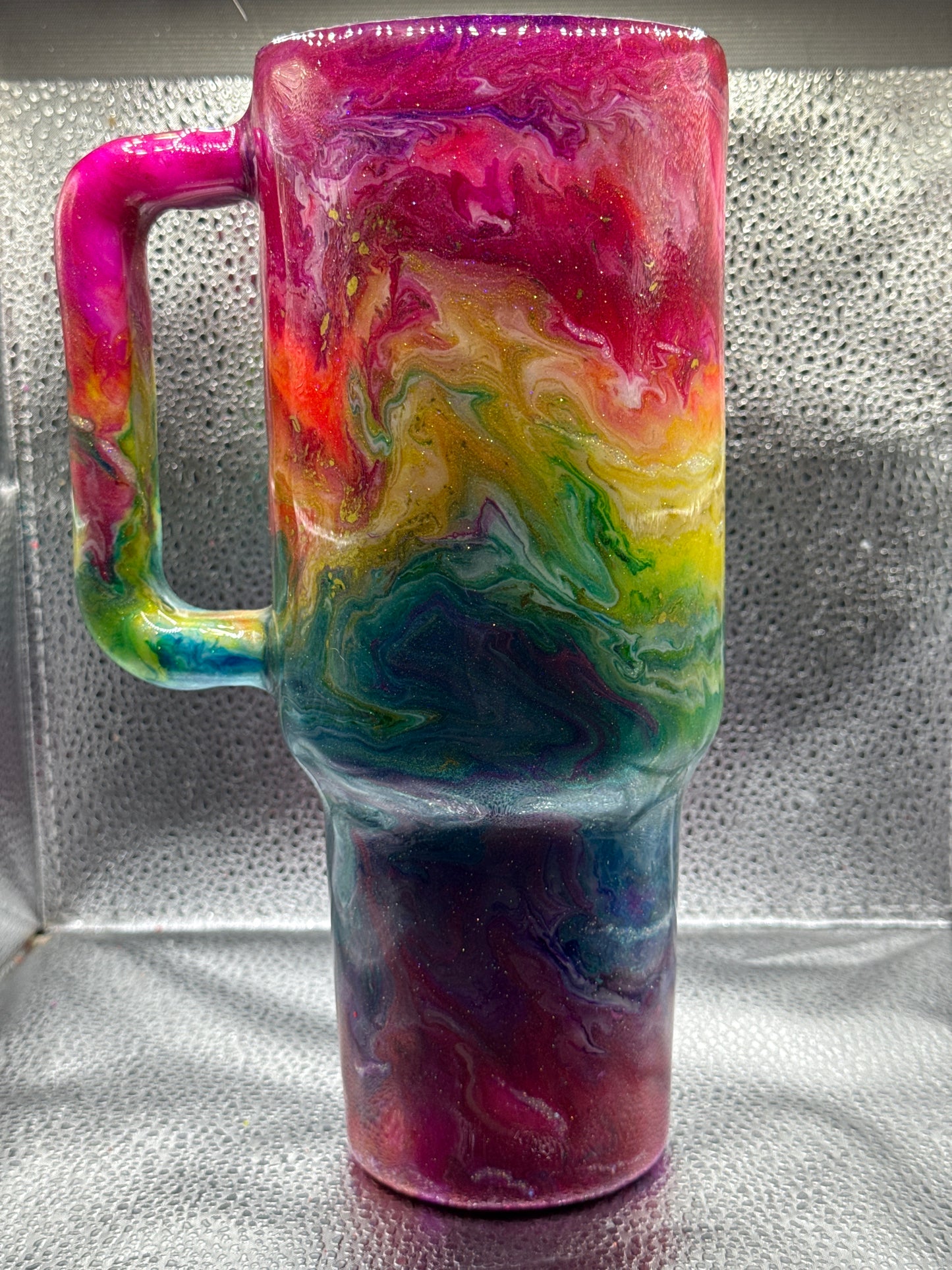 40oz tumbler glow rainbow swirl