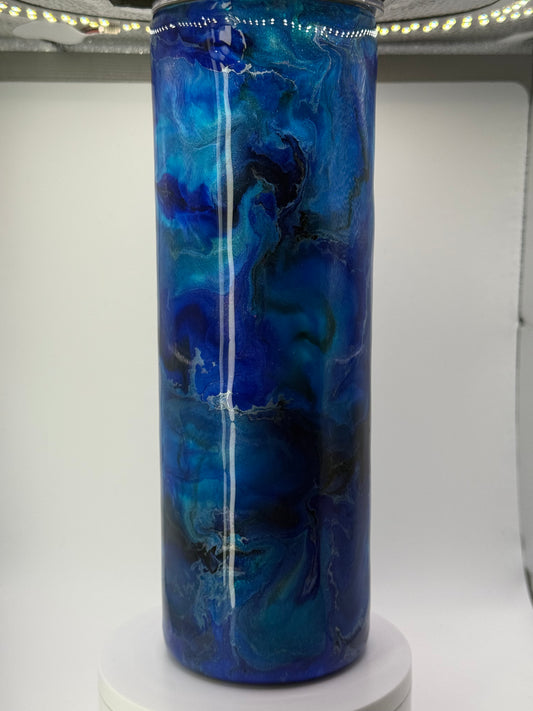 30oz tumble blue swirl glows