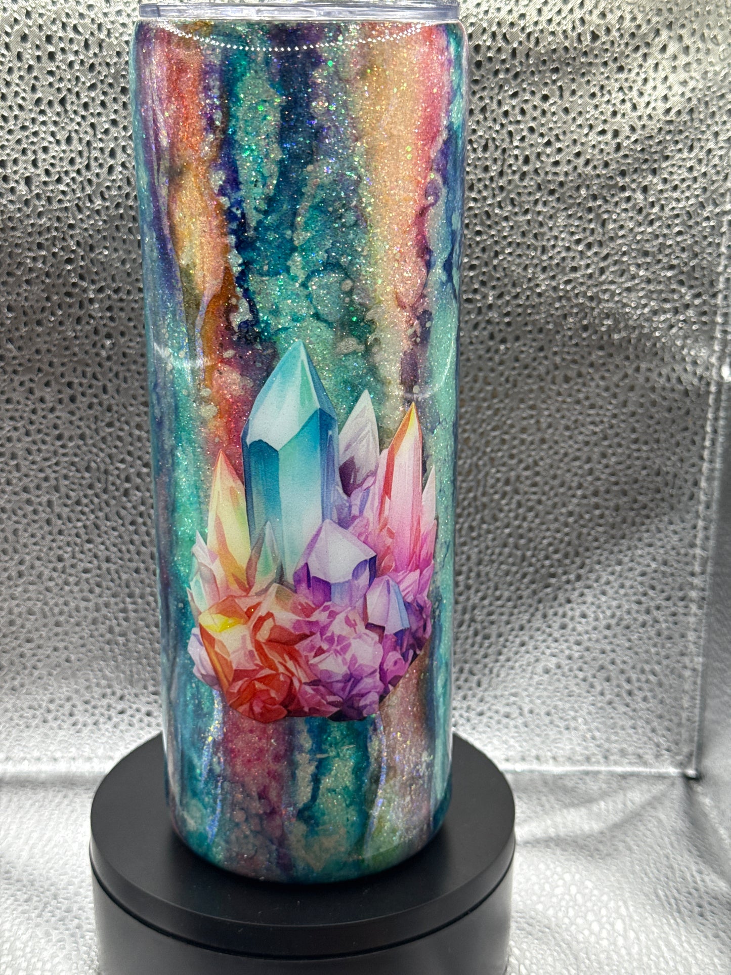 #36 20oz tumbler glow rainbow rustic raindrop gem
