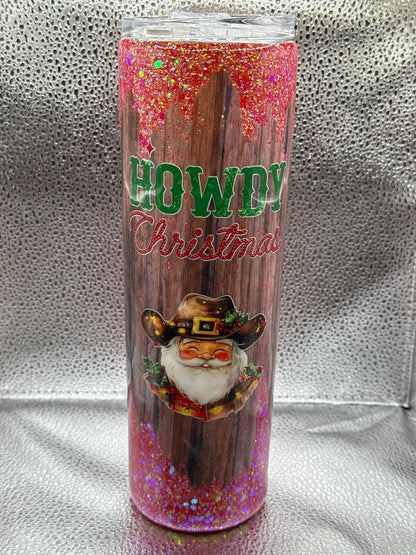 #21 30 oz tumbler glow howdy Christmas