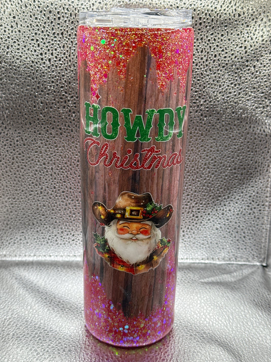 #21 30 oz tumbler glow howdy Christmas