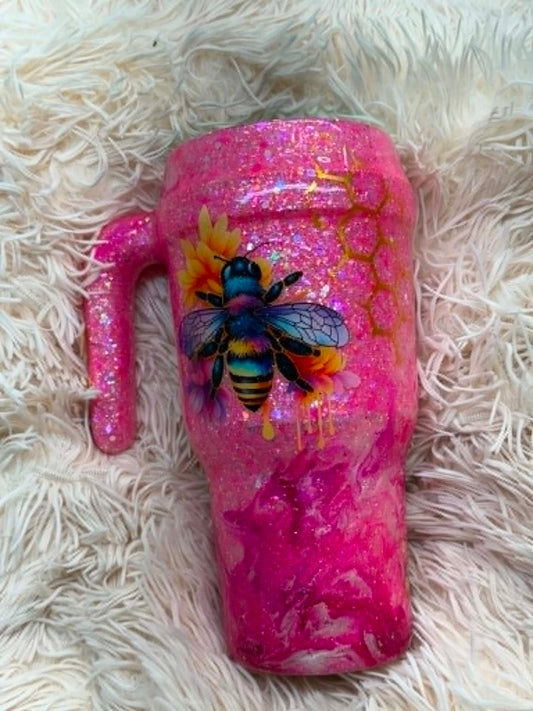 40 oz Pink Bee - GLOWS!