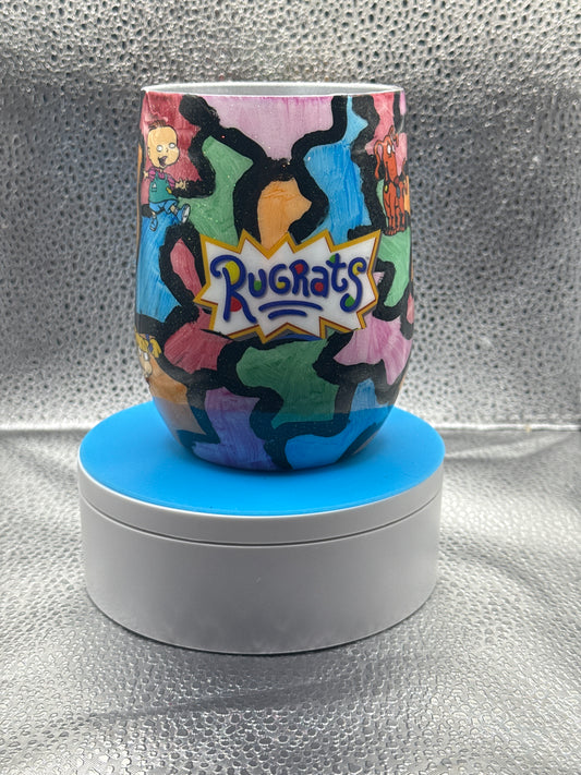12oz wine tumbler hand painted with rugrats