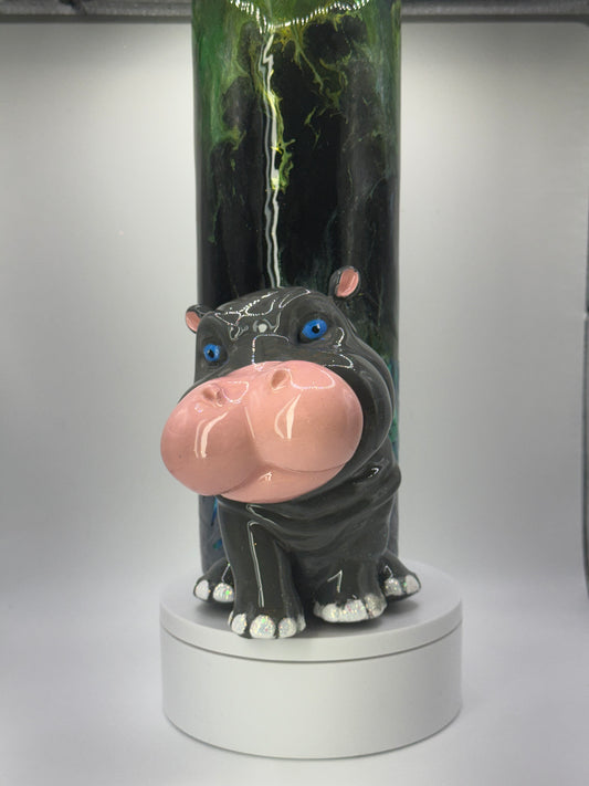 30oz tumbler Brett green marble hippo