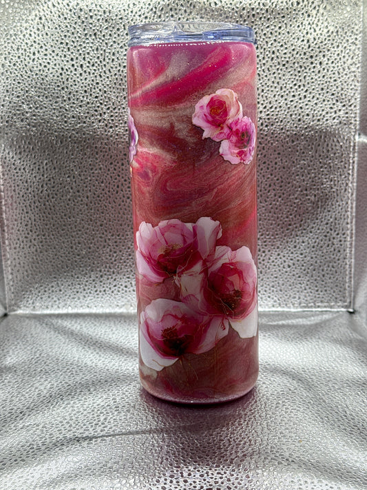 #26 20oz tumbler pink flower
