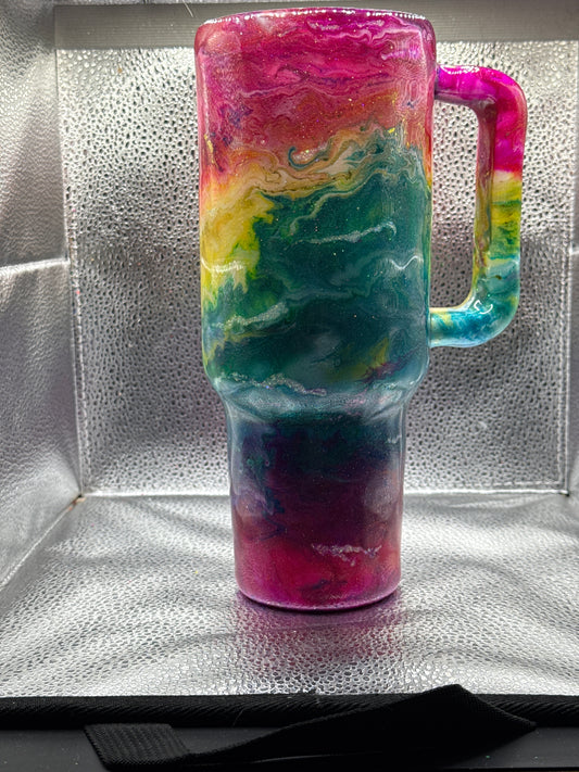 40oz tumbler glow rainbow swirl