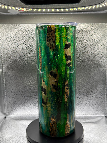 #1 20oz green rustic raindrop tumbler