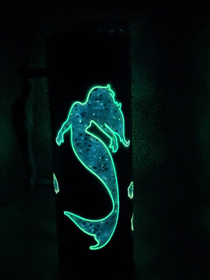 30oz skinny tumbler glow with seahorse handle sea animals