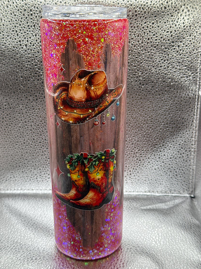 #21 30 oz tumbler glow howdy Christmas