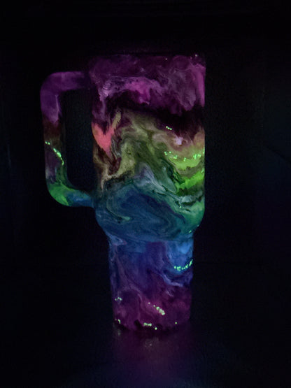 40oz tumbler glow rainbow swirl