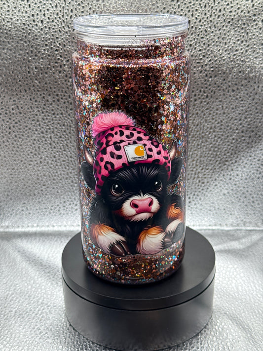 #15 20oz pink hat cow
