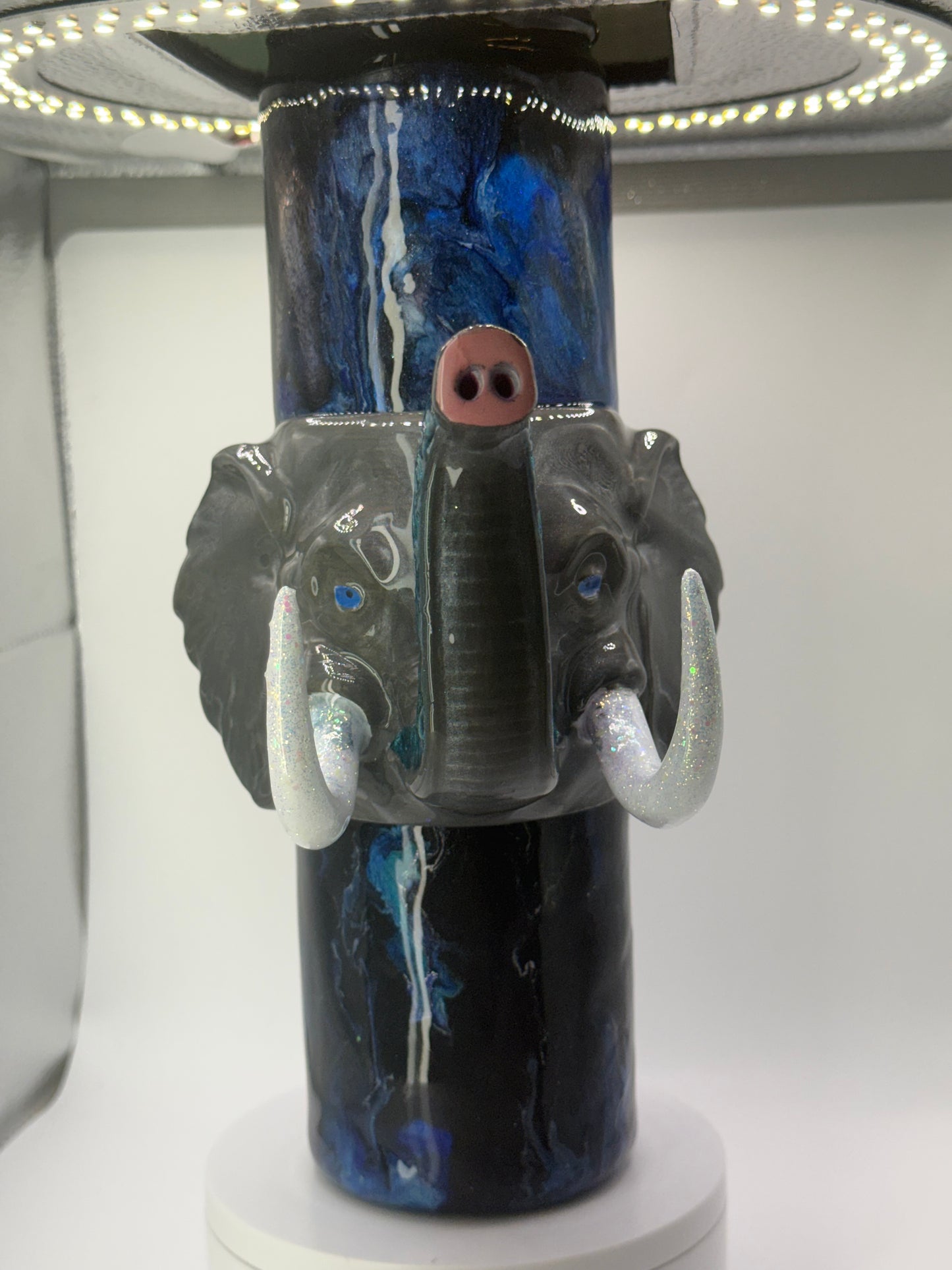 24oz tumbler/water bottle blue marble elephant 3d