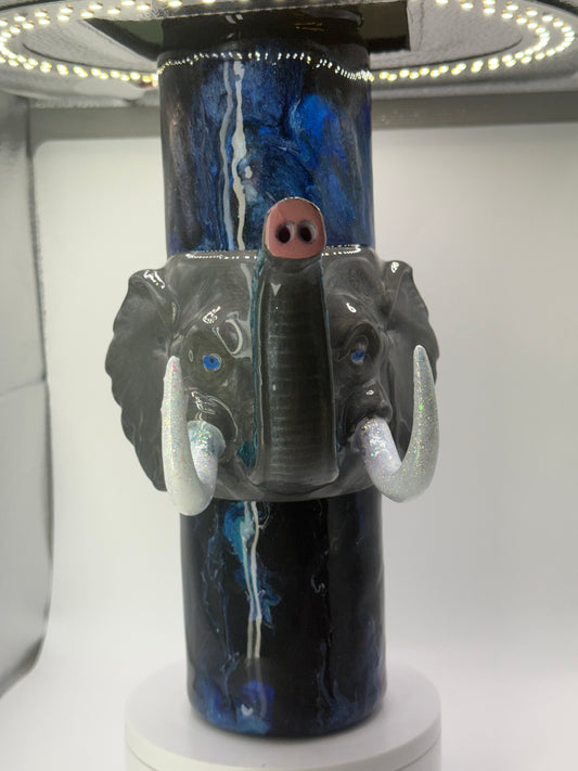 24oz tumbler/water bottle blue marble elephant 3d