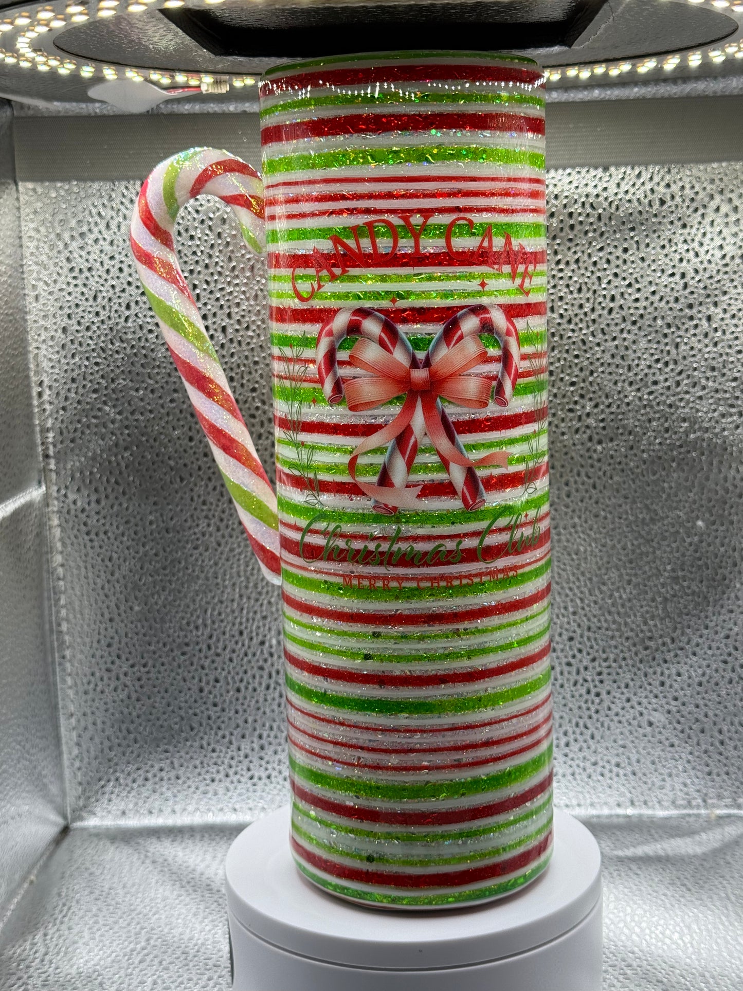 30oz skinny tumbler glow candy cane