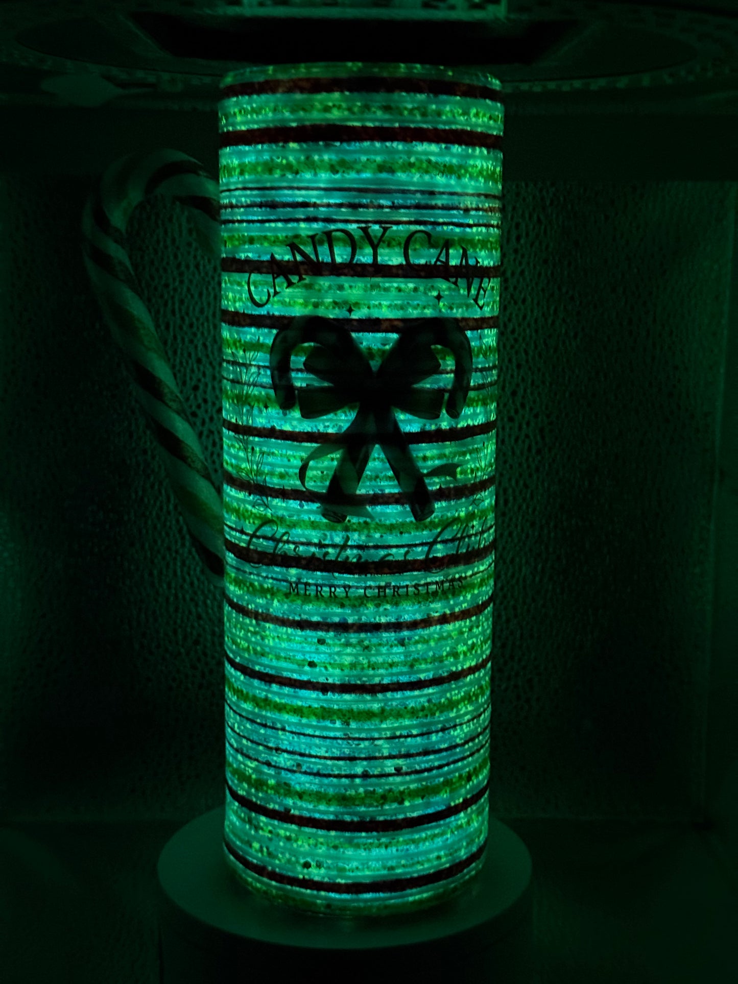 30oz skinny tumbler glow candy cane