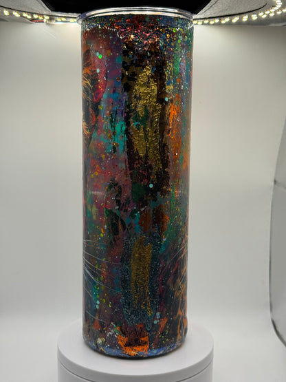 30oz tumbler skinny colorful leopard with foil ￼