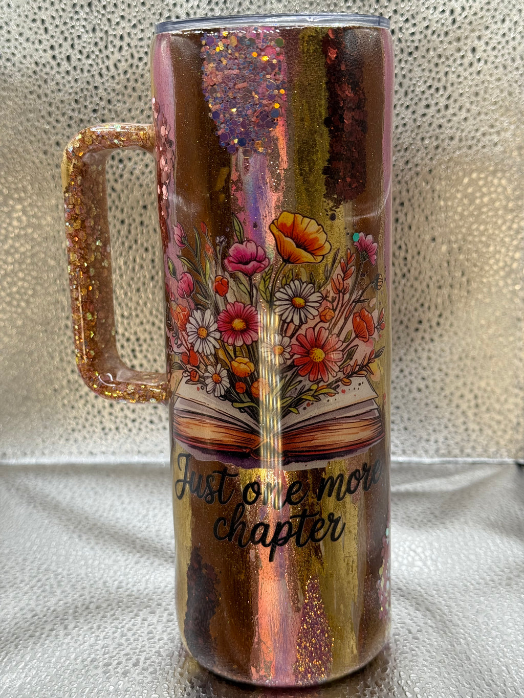#3 20oz with custom made handle “One More Chapter” tumbler.