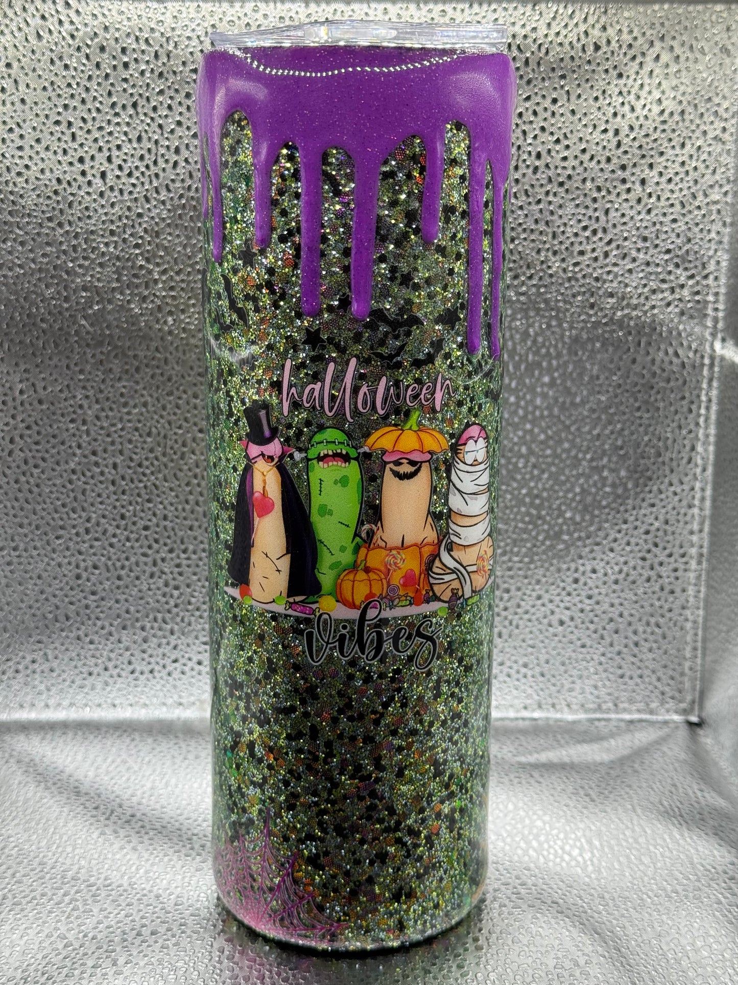 #10 30oz tumbler Halloween peen glow drip