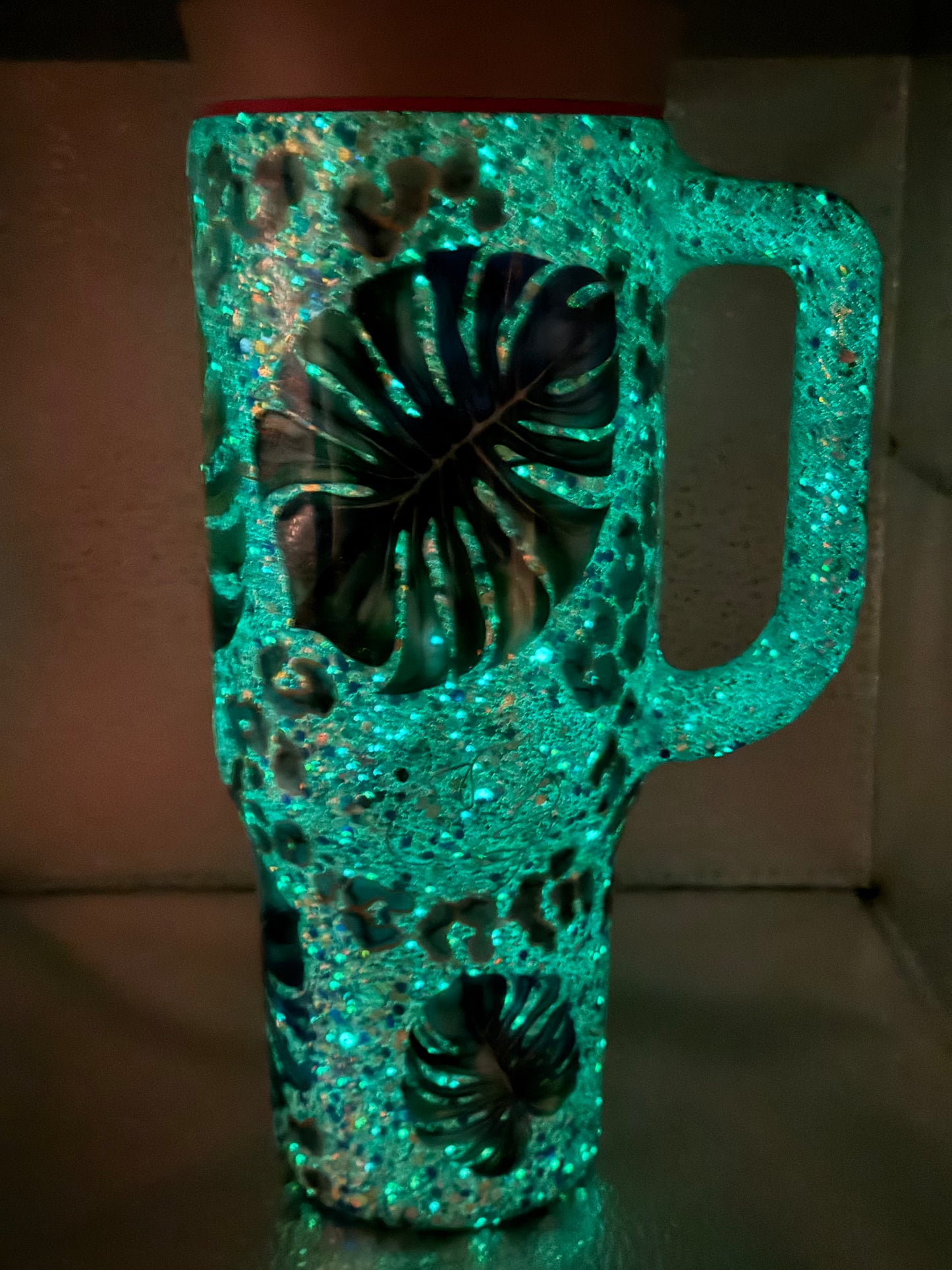 #11 40oz owala tumbler monstera glow