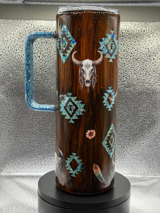 #12 20oz tumbler glow western wood grain