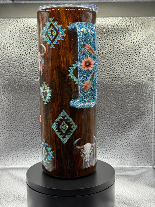 #12 20oz tumbler glow western wood grain