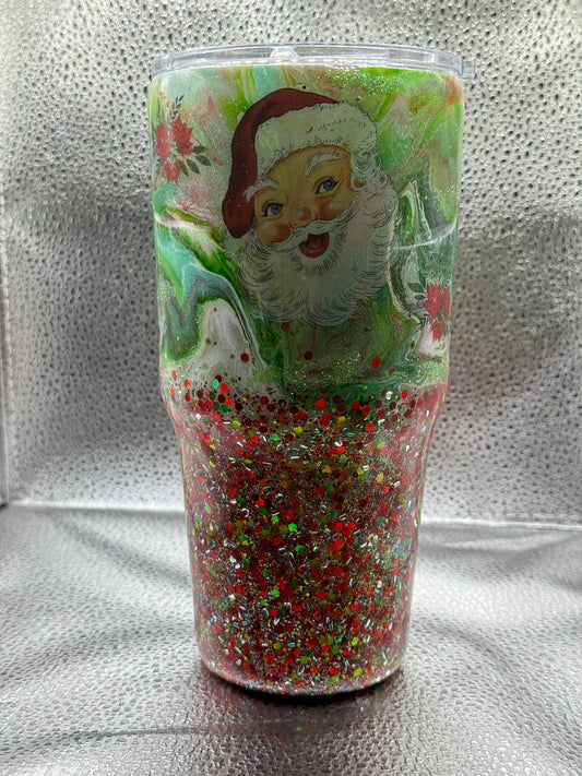 #15 30oz curve tumbler glow junk in the trunk Santa
