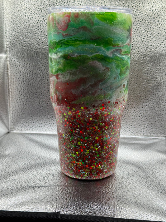 #15 30oz curve tumbler glow junk in the trunk Santa