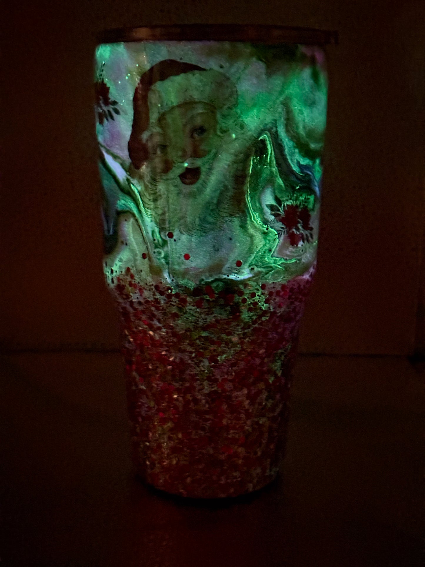 #15 30oz curve tumbler glow junk in the trunk Santa