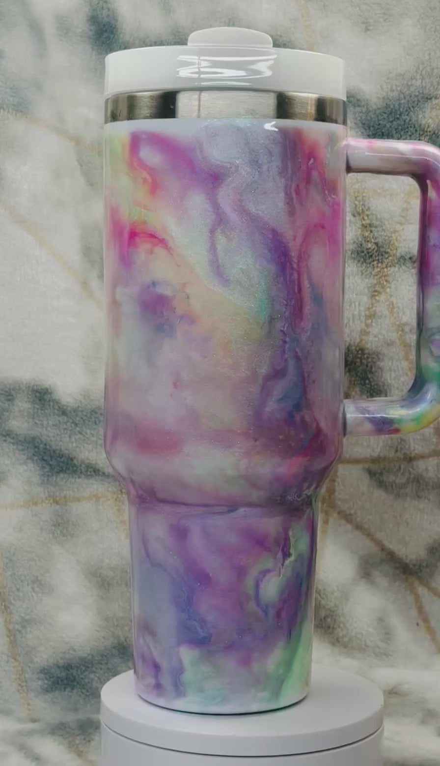 40oz tumbler pastel swirl glows